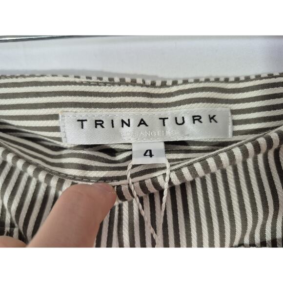 New w/Tag Trina Turk Whitewash/Gray Striped Cropped Fortunate Pant US 4 RT $248 - Picture 6 of 9